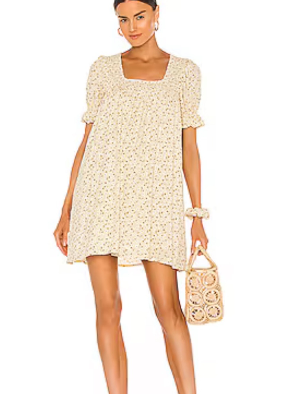 Majorelle Giovanna Dress Floral Yellow Babydoll Short-Sleeve Dress